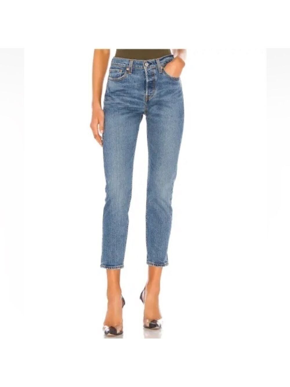 LEVIS Wedgie Icon Fit Jeans High-Rise Button Fly in These Dreams Distress Sz 24
